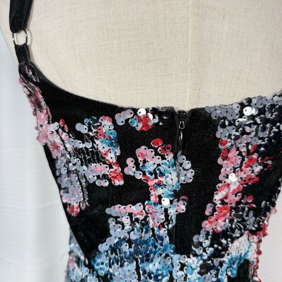 Dress the Population Lindsay Sequin Velvet Mini Dress Size Small Black EUC - Picture 6 of 14